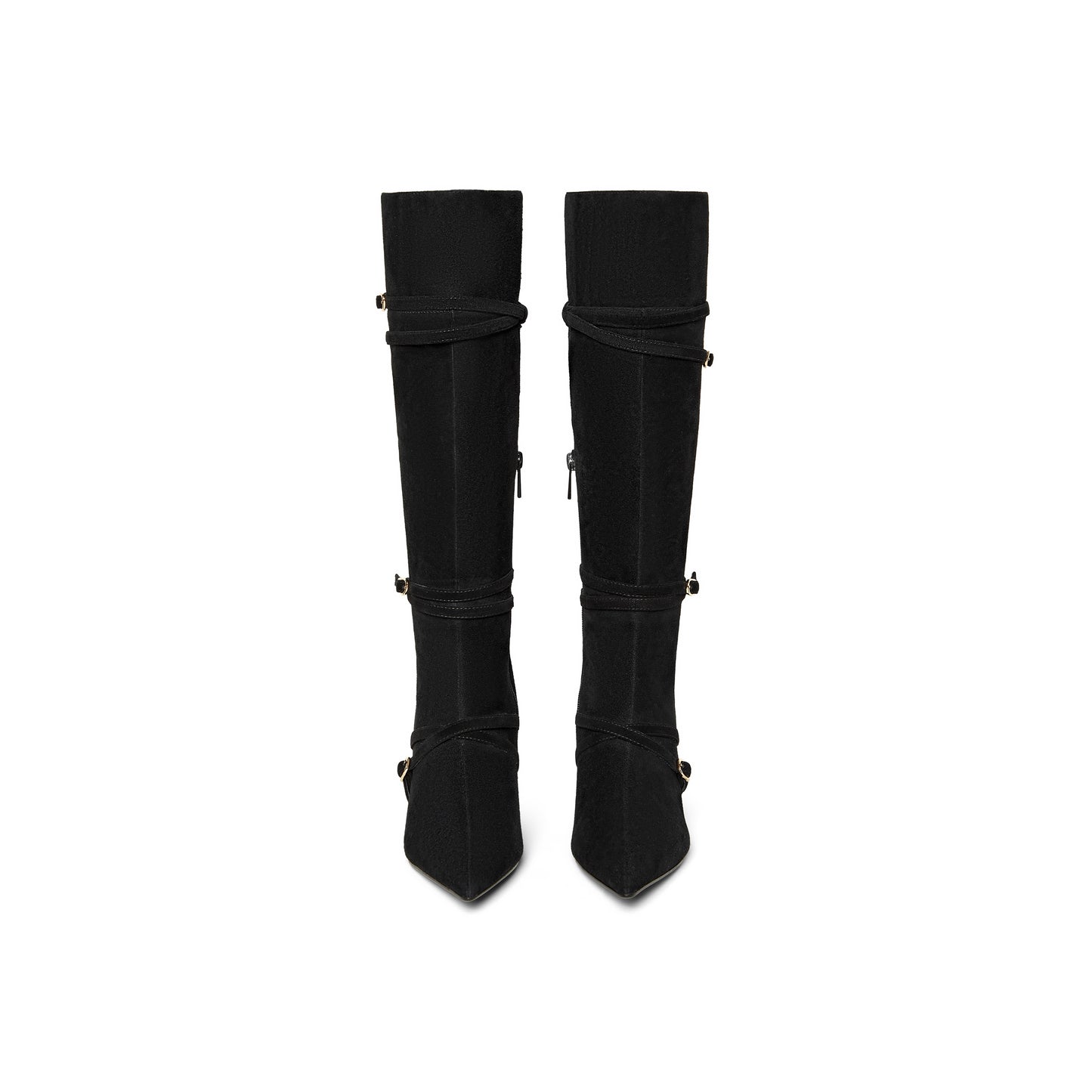 Pointed-toe Multi-strap Long Boots