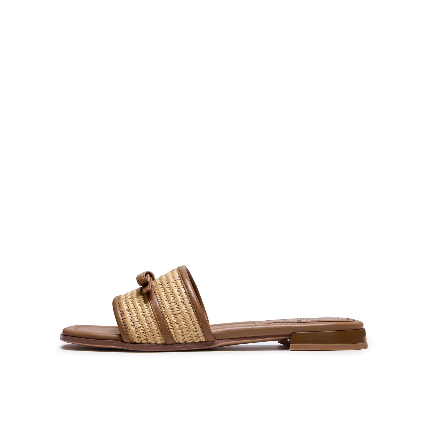 Knotted Leather Raffia Slippers