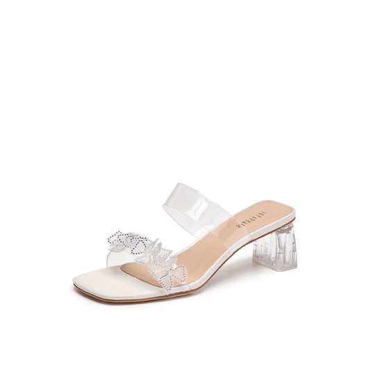 3D Embellished Transparent Heel Sandals