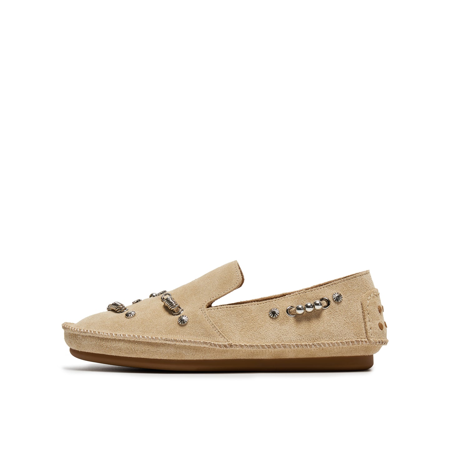 Metallic Ring & Bead Embellished Slip-On Shoes