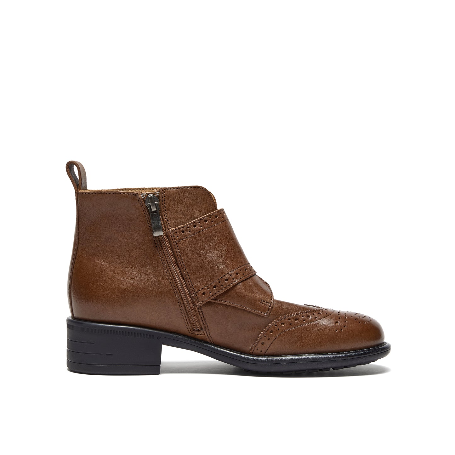 Washed Leather Monkstrap Short Boots