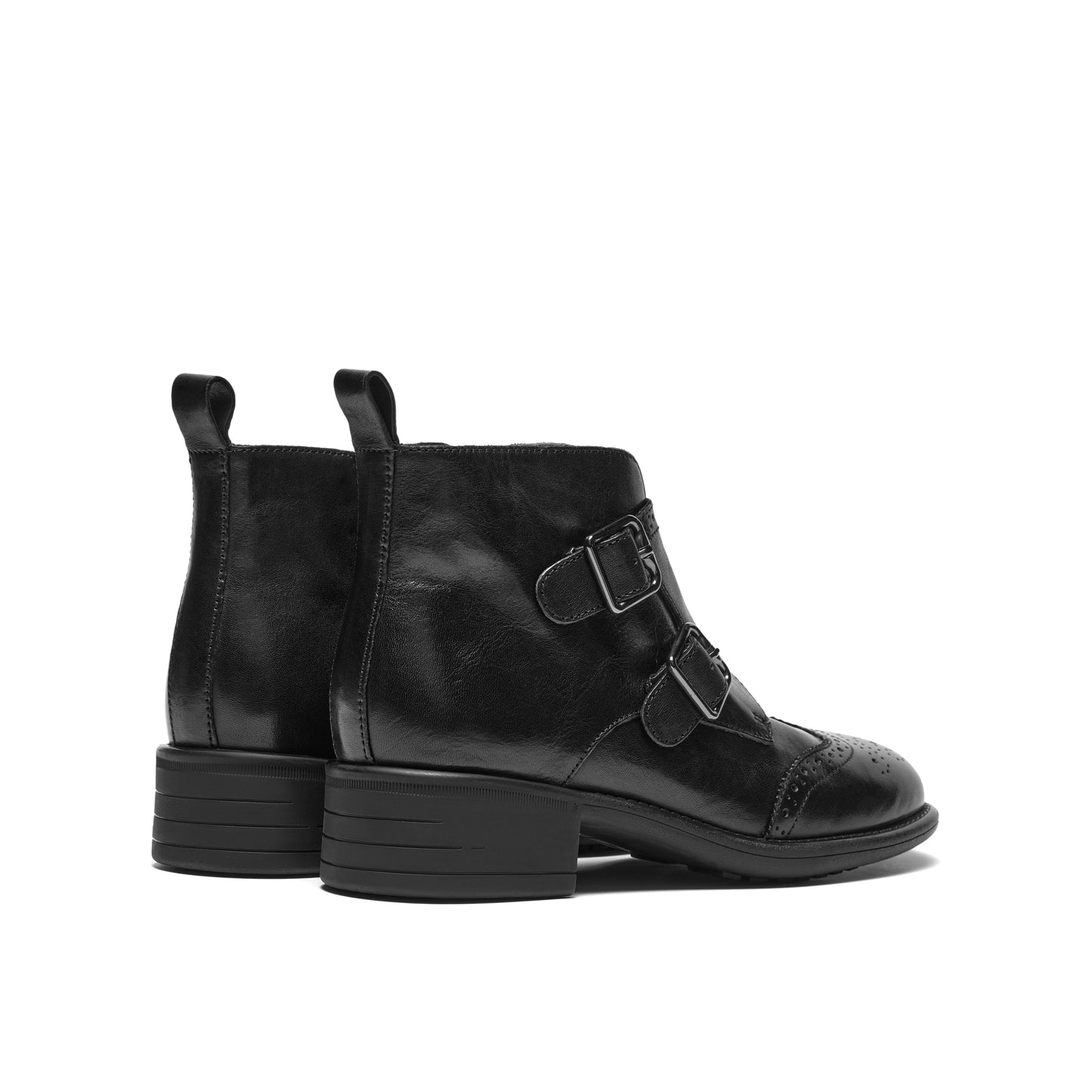 Washed Leather Monkstrap Short Boots