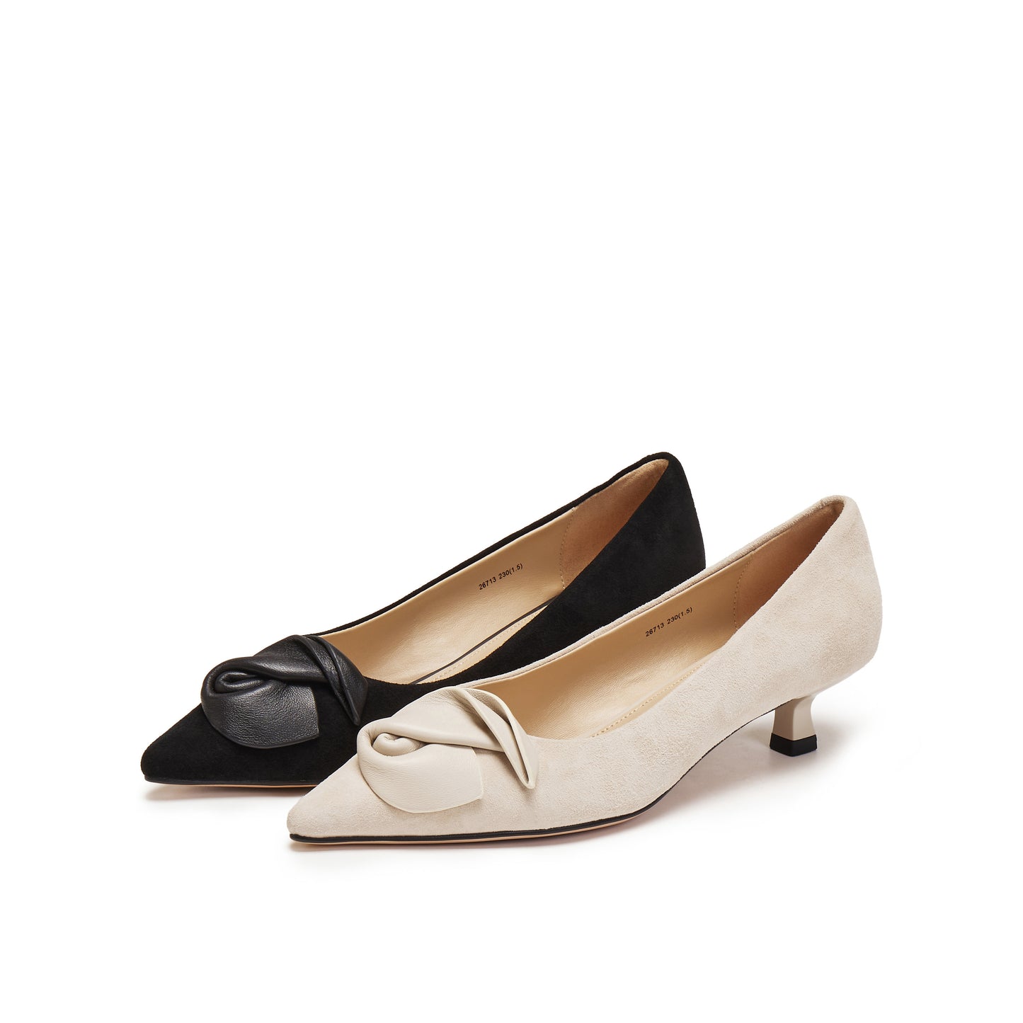 Kitten Heels with Floral Embellisment
