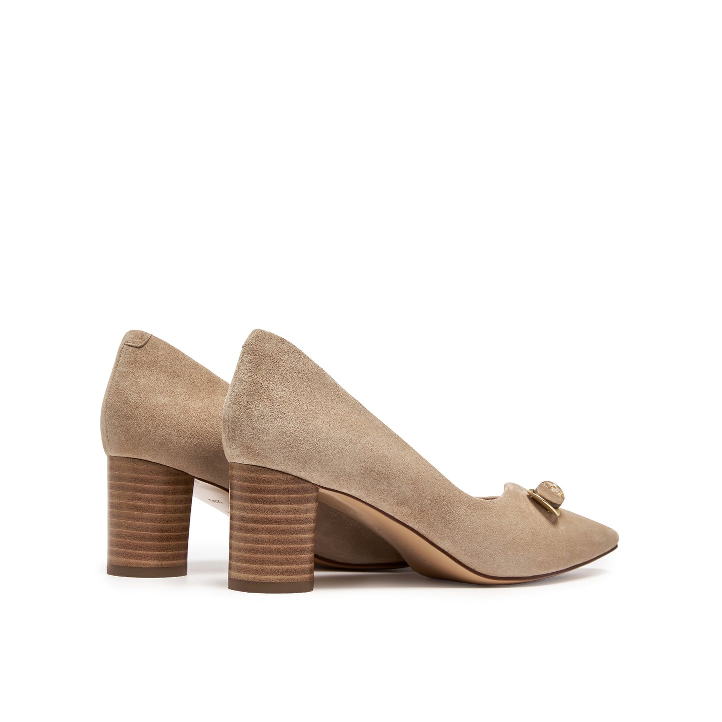 Asymmetrical Topline Mi-heel Pumps with Embellishment