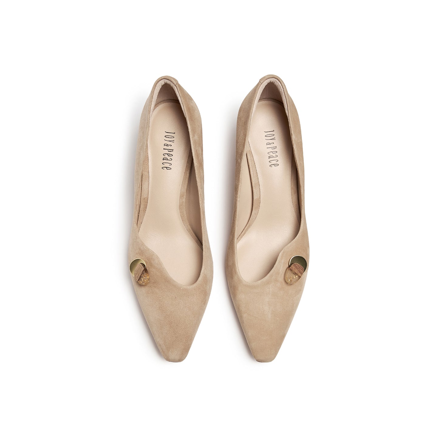 Asymmetrical Topline Mi-heel Pumps with Embellishment
