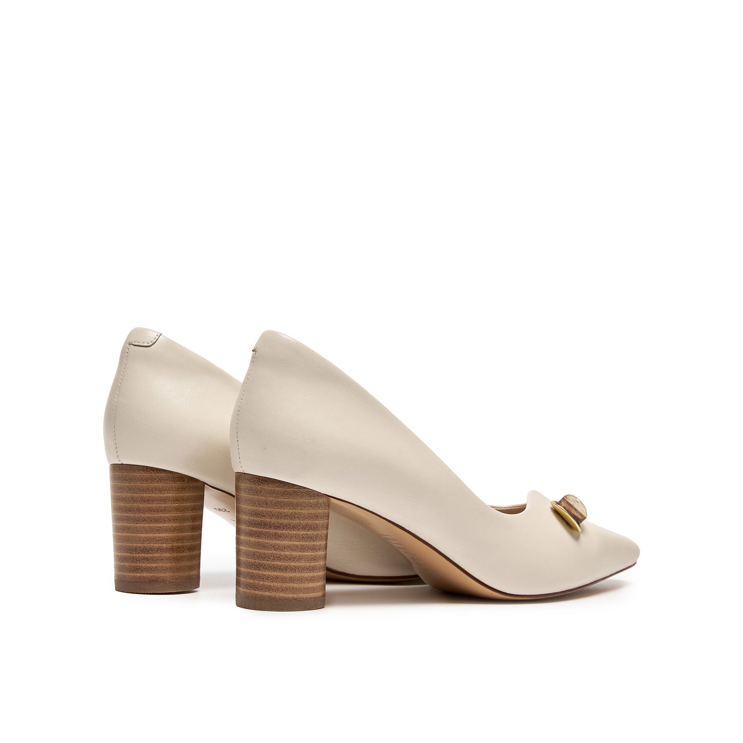 Asymmetrical Topline Mi-heel Pumps with Embellishment