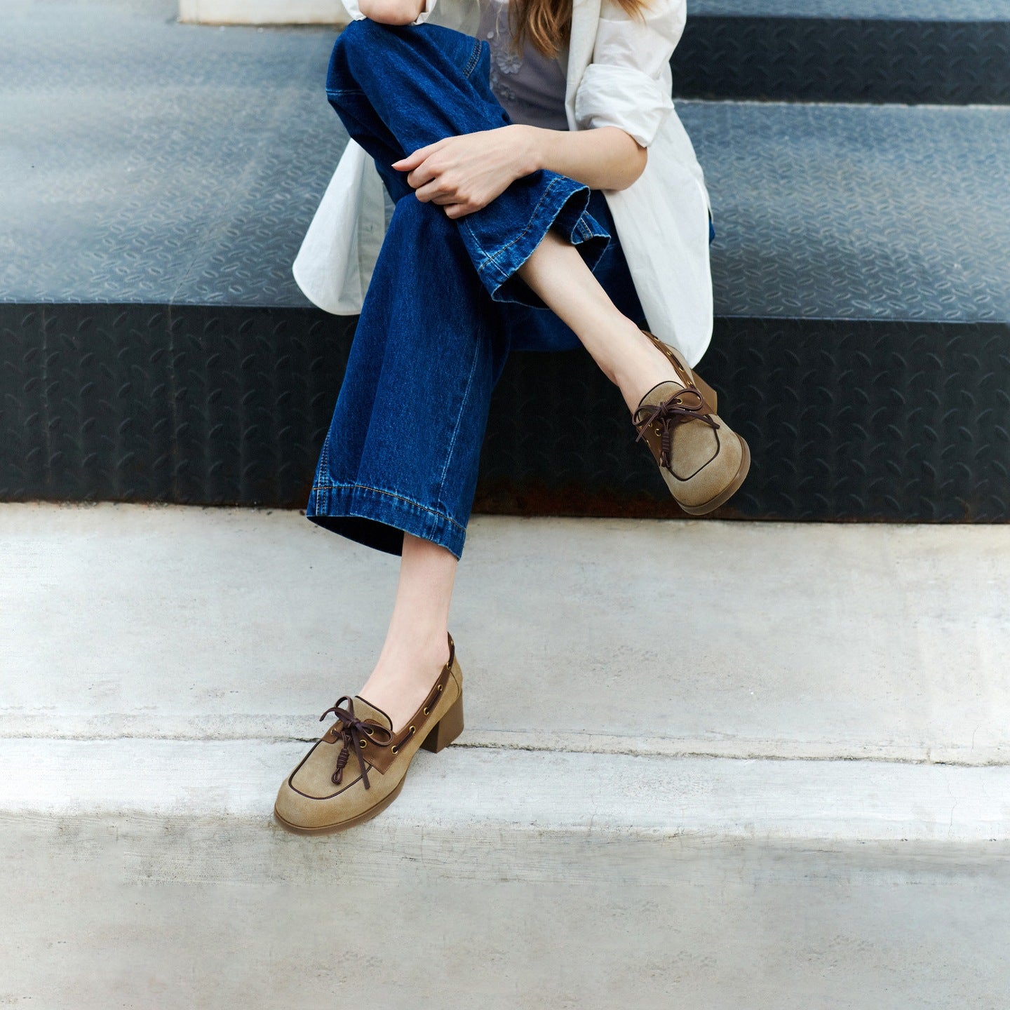 Retro Calf Split Boat Shoes