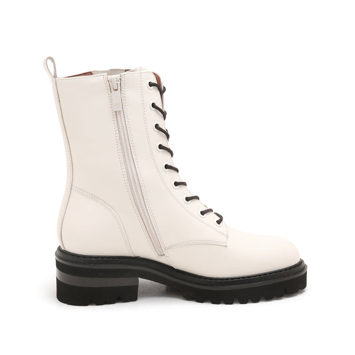 Metal Buckle Calf Leather Combat Boots