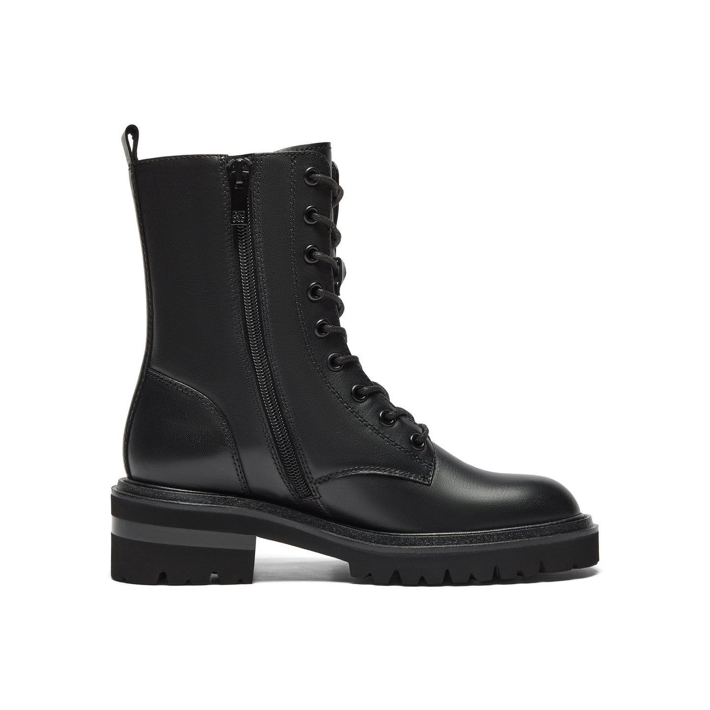 Metal Buckle Calf Leather Combat Boots