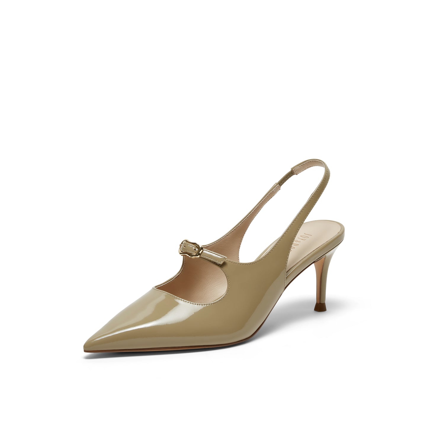 Calf Pointed-toe Slingback Heels