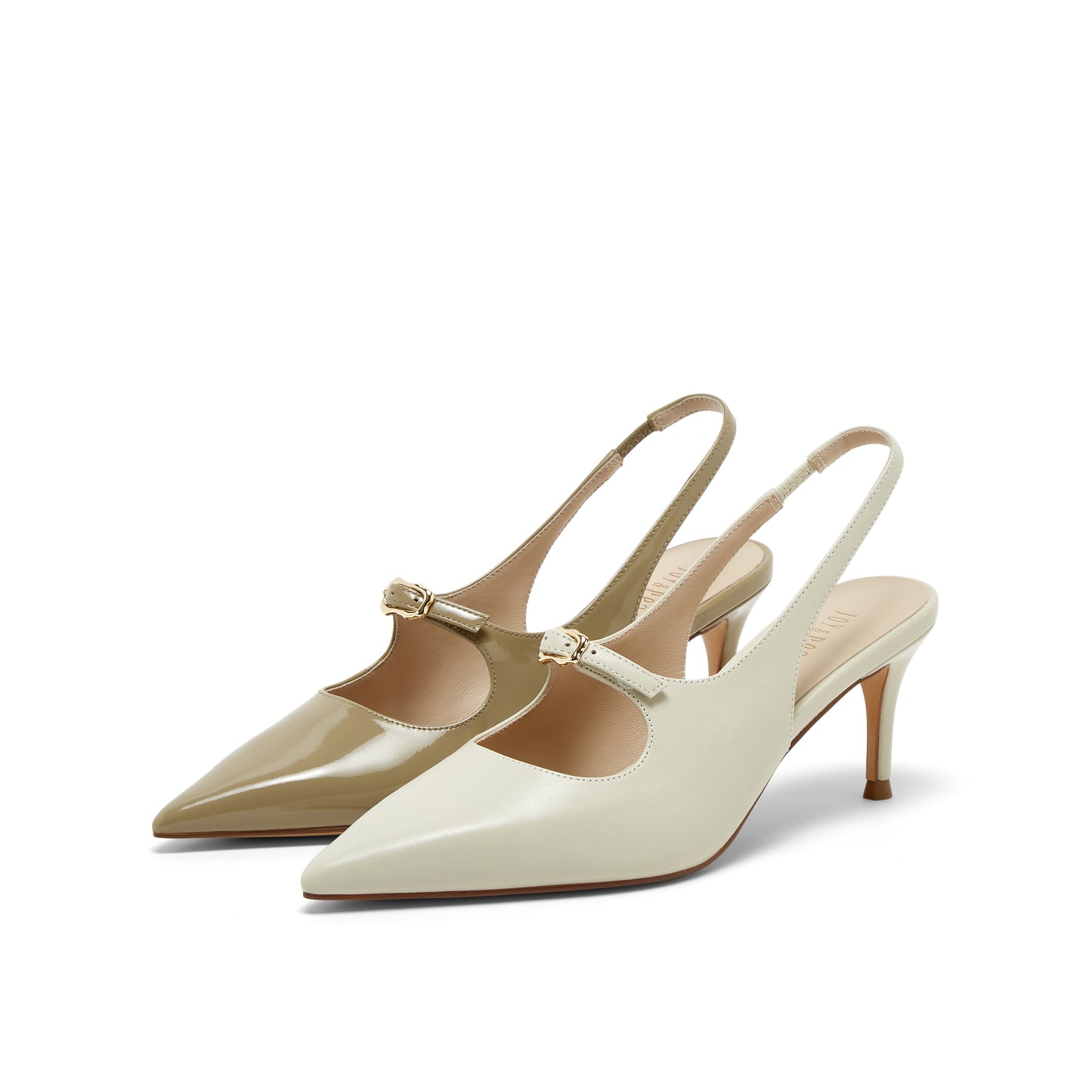 Calf Pointed-toe Slingback Heels