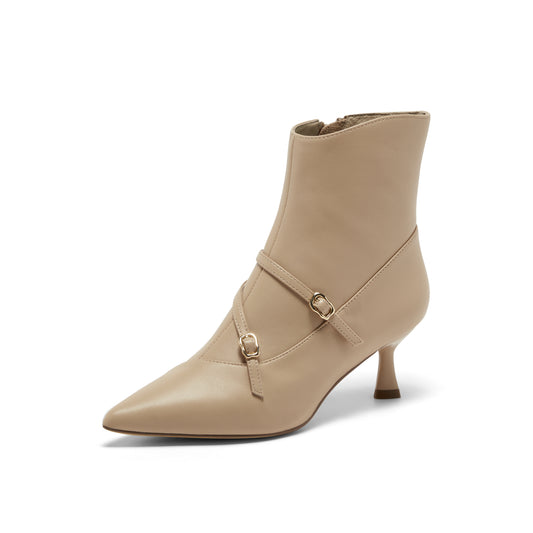 Multi-Straps Pointed Toe Ankle Boots