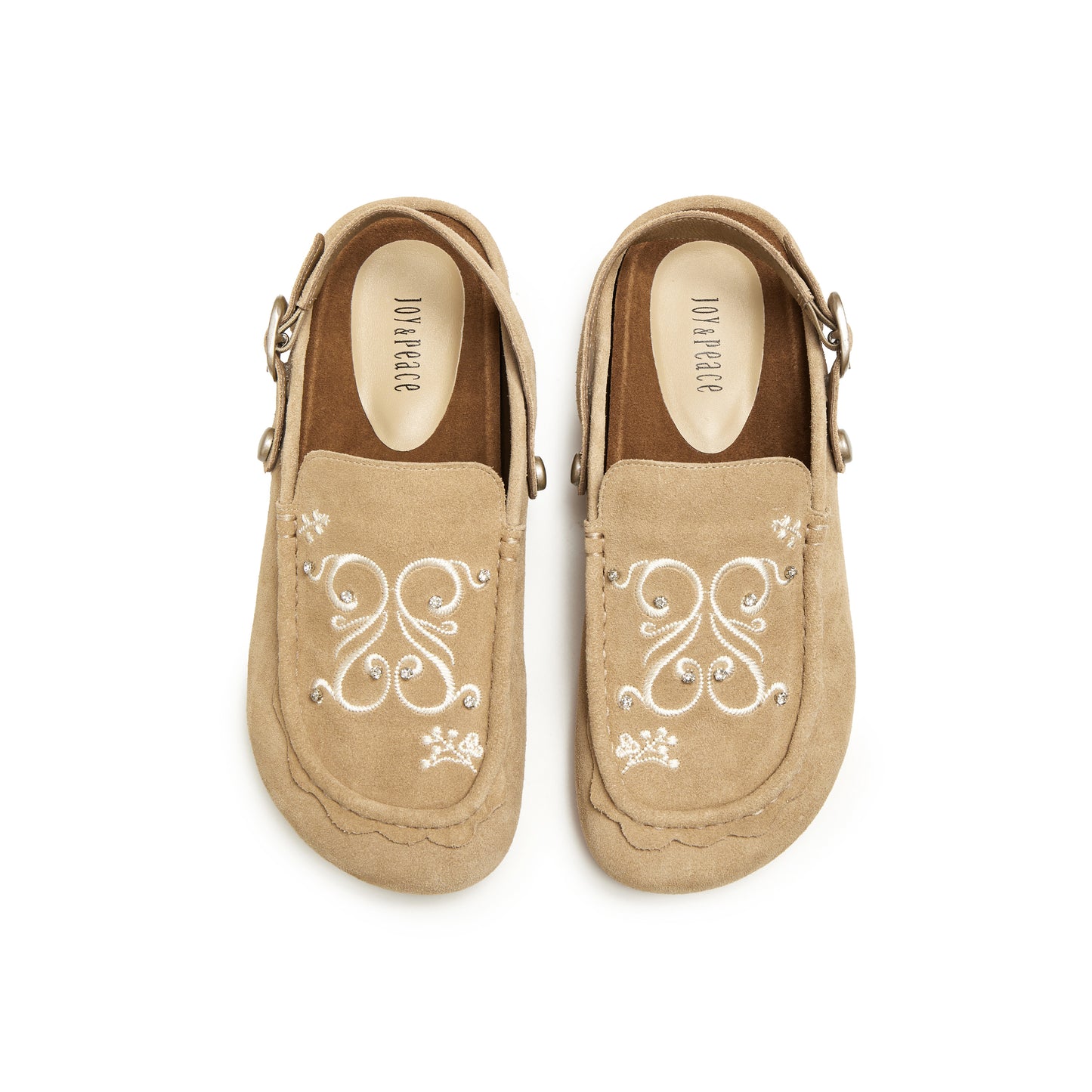 Wide Round Toe Sandals with Embroidery