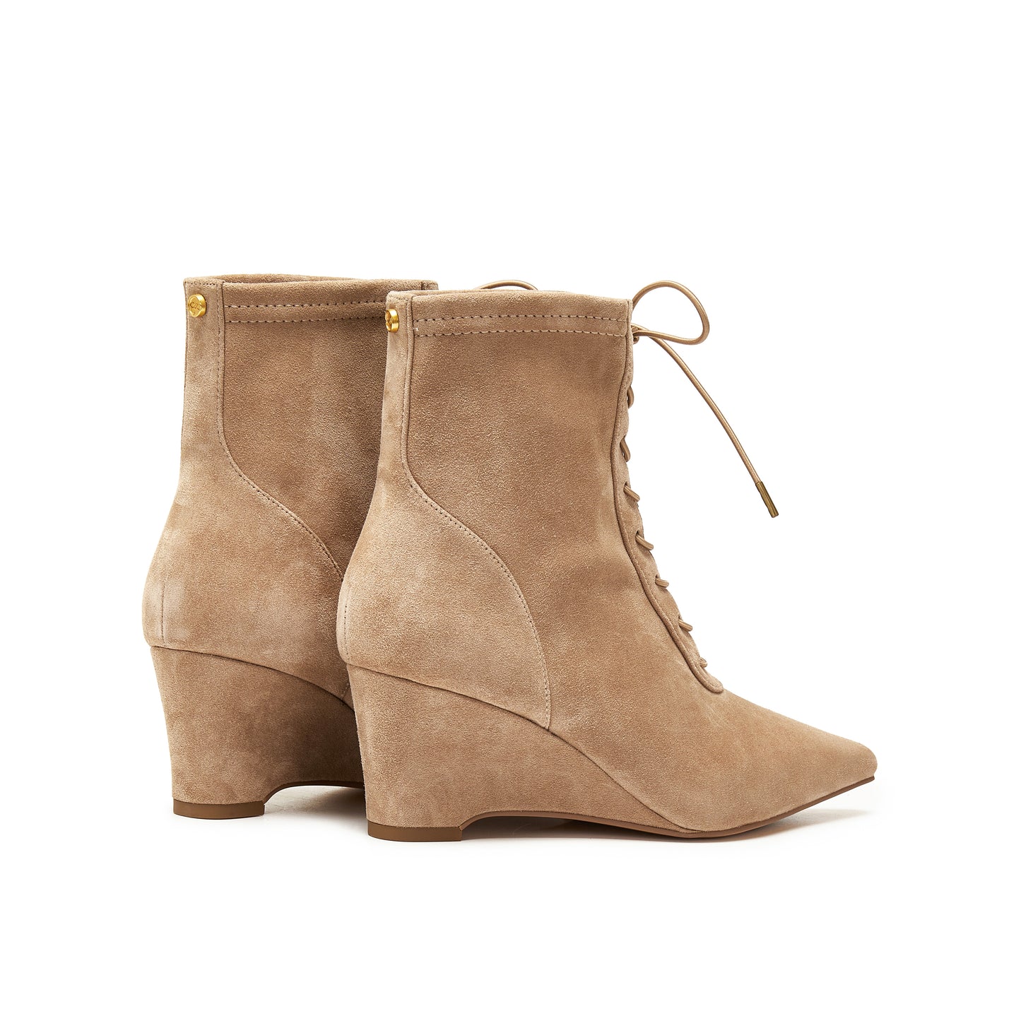 Stretch Kid Suede Wedge Short Boots