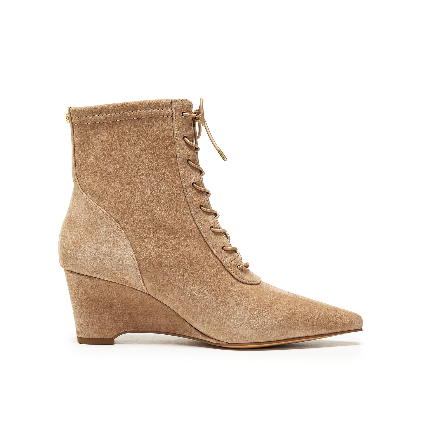 Stretch Kid Suede Wedge Short Boots