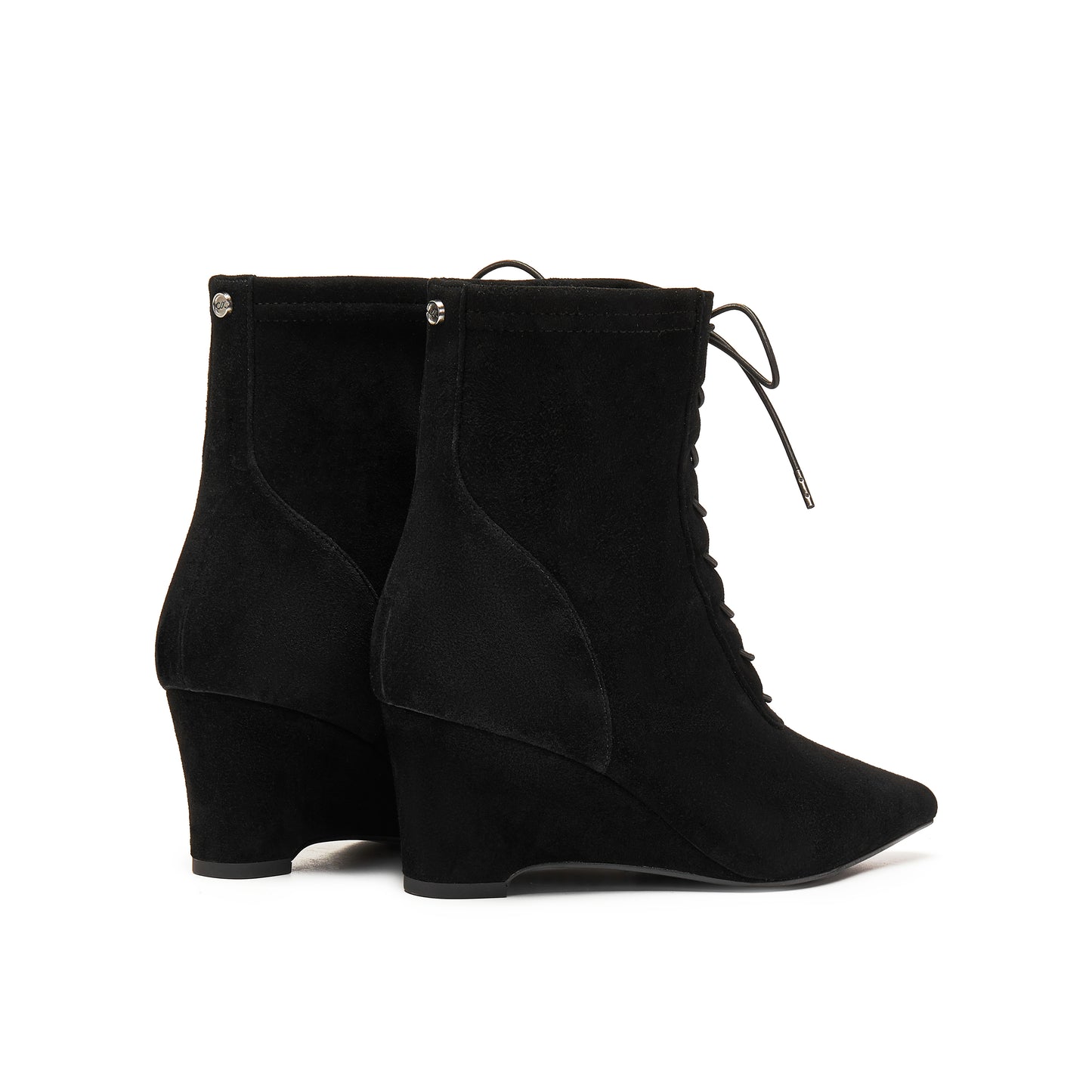 Stretch Kid Suede Wedge Short Boots