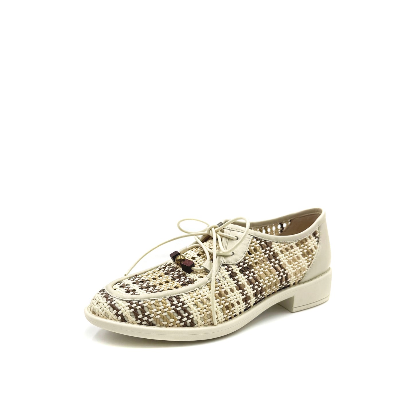 Faux Leather Weave Lace Shoes