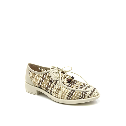 Faux Leather Weave Lace Shoes