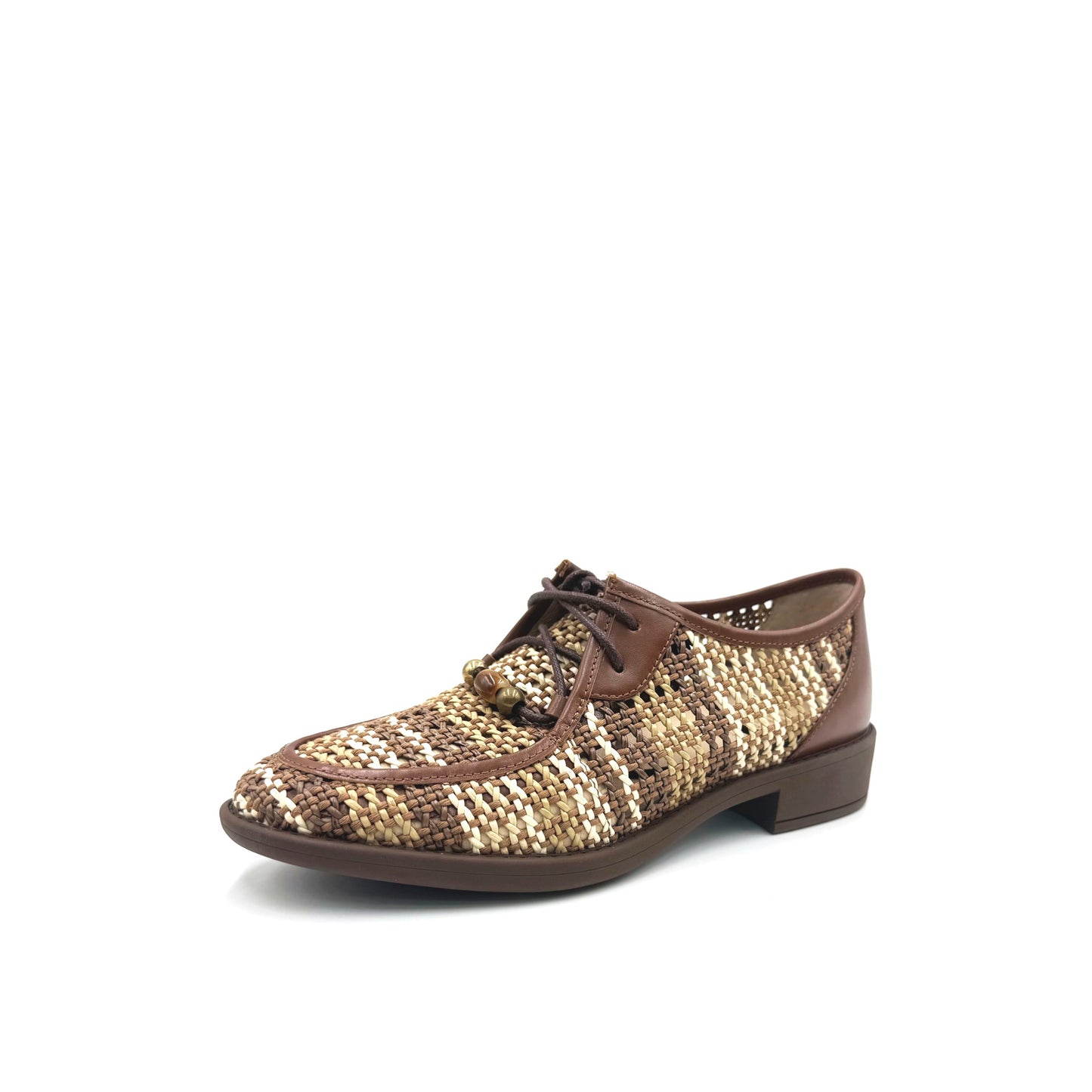 Faux Leather Weave Lace Shoes