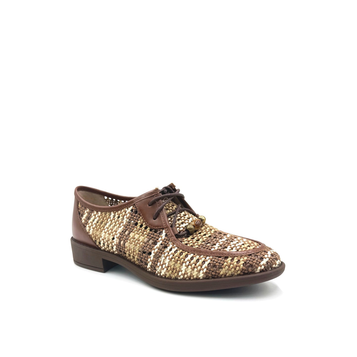 Faux Leather Weave Lace Shoes