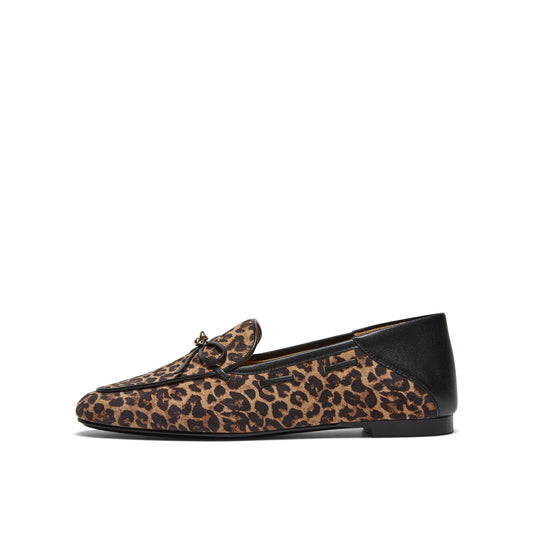 Leopard Printed Loafers with Bow