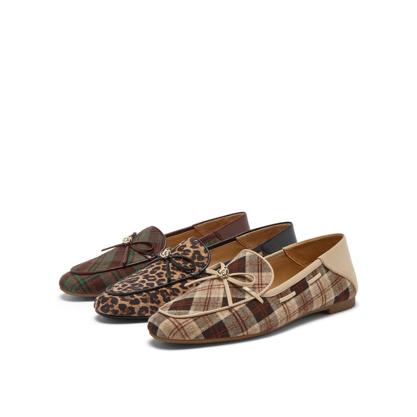 Plaid Loafers with Bow