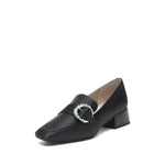 Pearlized Kid Leather Mid-heel Loafers