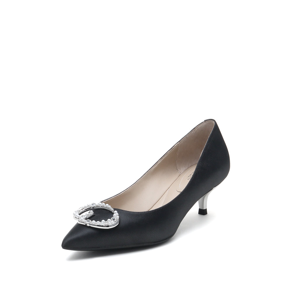 JP Buckle Pumps in Pearlized Kid Leather