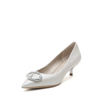 JP Buckle Pumps in Pearlized Kid Leather