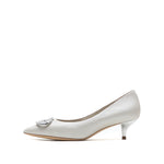 JP Buckle Pumps in Pearlized Kid Leather