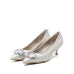 JP Buckle Pumps in Pearlized Kid Leather