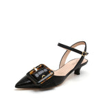 Tortoiseshell Buckle Heeled Pumps