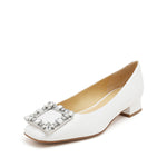Crystal Buckle Sheep Leather Pumps