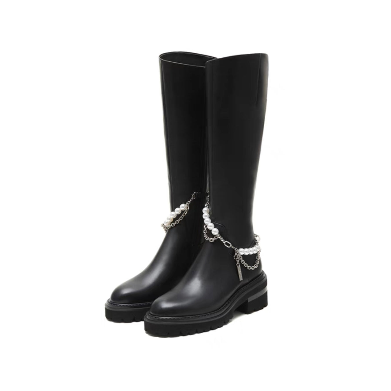 Pearl-Embellished Long Boots