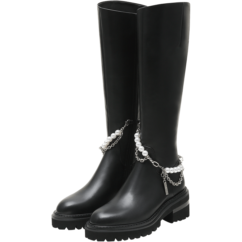 Pearl-Embellished Long Boots