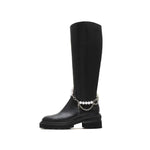 Pearl-Embellished Long Boots