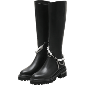 Pearl-Embellished Long Boots