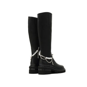 Pearl-Embellished Long Boots