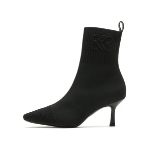 P Infinity Logo Fine Knit High Heel Boots
