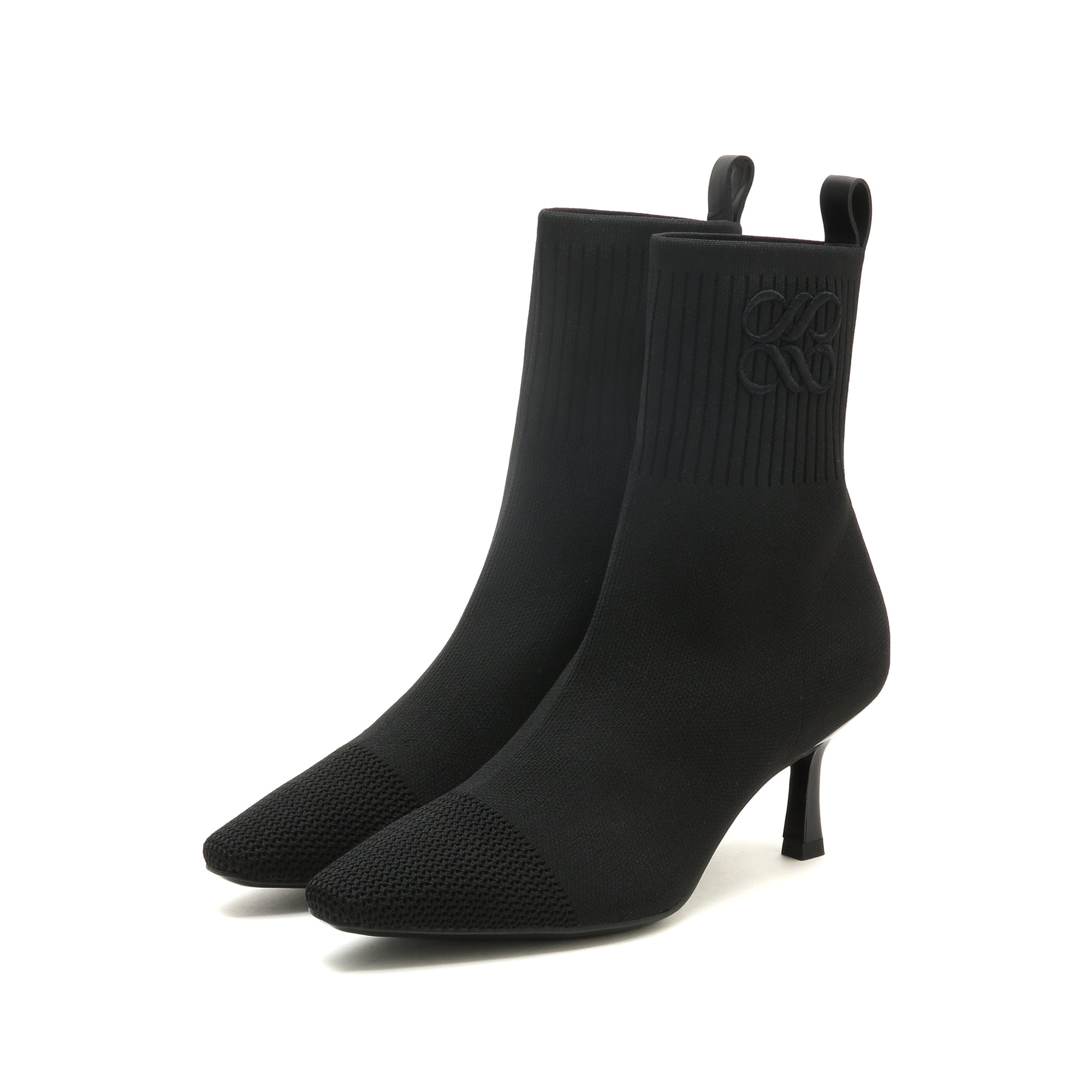 P Infinity Logo Fine Knit High Heel Boots