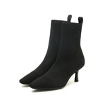 P Infinity Logo Fine Knit High Heel Boots