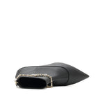 Stretch Leather Short Boots with Chain